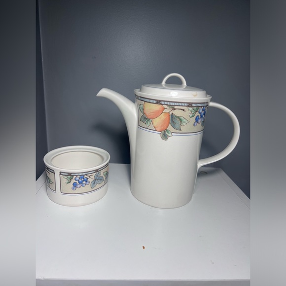 Mikasa Other - MIKASA Garden Harvest 8 Cup Coffee/Tea Pot w/ Lid and Sugar Dish (no lid)